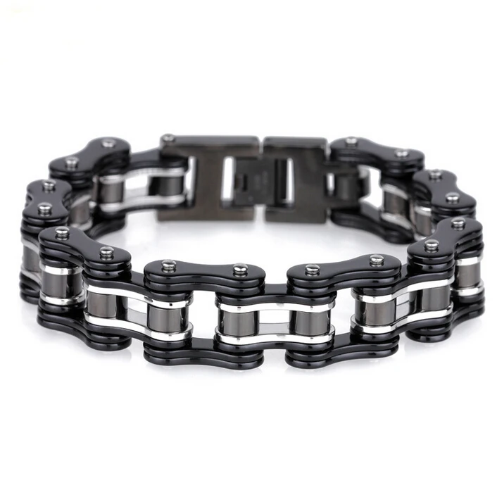 16mm Wide Black Stainless Steel Man Bracelet Male Cool Biker 16mm Wide Black Stainless Steel Man Bracelet Male Cool Biker Motorcycle Chain Friendship Mens Bracelets 2018 Armband Trustylan In Link