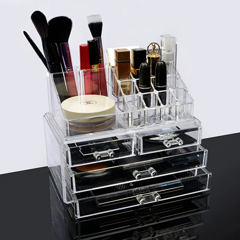 

Clear Acrylic Makeup Organizer Storage Boxes For Make Up Cosmetics Brush Jewelry home Storage Drawers type Box