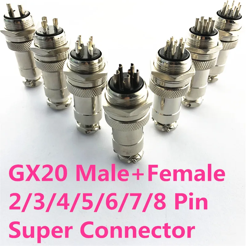 1 комплект GX20 2/3/4/5/6/7/8 Штекерный + гнездовой разъем 20 мм для панели авиационный