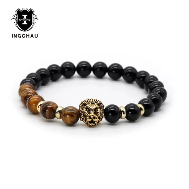 Fashion Antique Silver Plated Lion Bracelet Men Tiger Eye Stone Fashion Antique Silver Plated Lion Bracelet Men Tiger Eye Stone Animal Bracelets Jewelry Pluseras Al