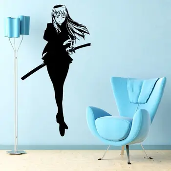

WALL VIINYL STICKER DECAL ART MURAL ANIME MANGA BOLD GIRL WITH WEAPON