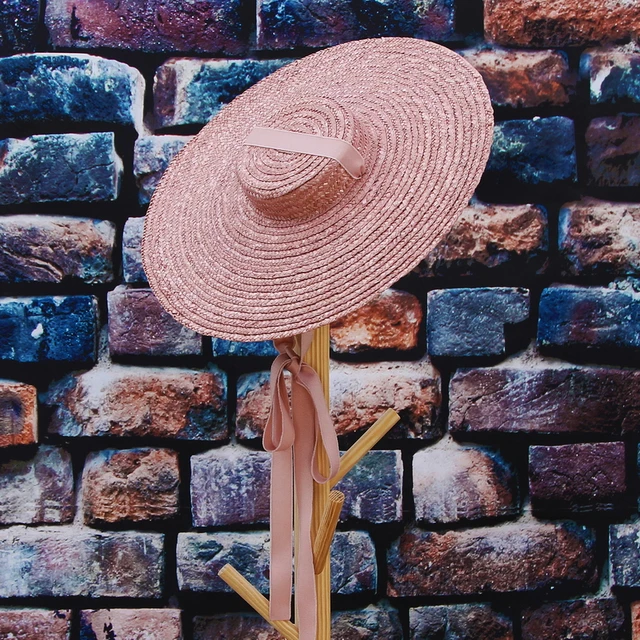 GEMVIE 4 Color Wide Brim Flat Top Straw Hat Summer Hats For Women Ribbon Beach Cap Boater Fashionable Sun Hat With Chin Strap 5