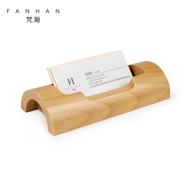 FanHan Wooden Business Card Stand Creative Fashion Memo Box Bank Credit Card Holder Desktop
