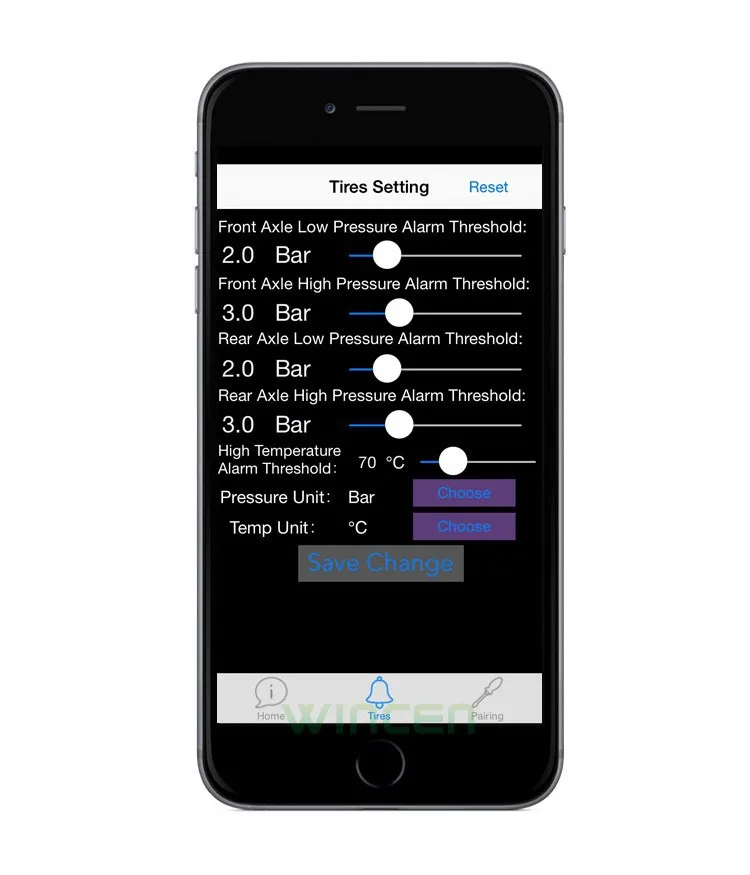 IOS IPONE iPad IPod Touch Bluetooth Беспроводной TPMS с внешними Датчики Поддержка Высокая Низкая Давление Температура сигнализации