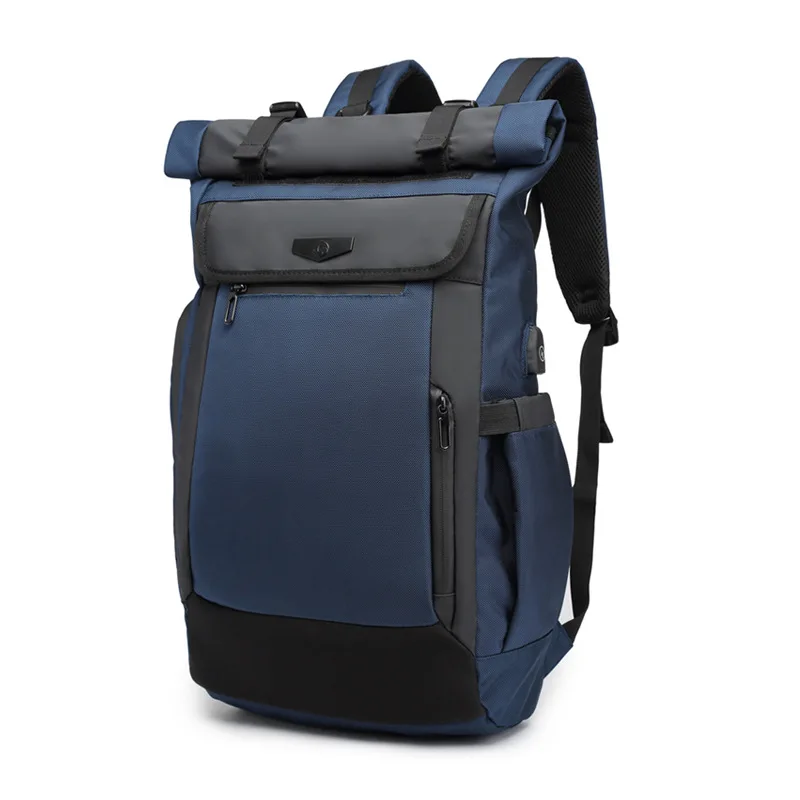 OZUKO многофункциональный мужской рюкзак, usb зарядка, рюкзаки для ноутбука, для подростка, модный школьный рюкзак, водонепроницаемый, для путешествий, Mochila - Цвет: Синий