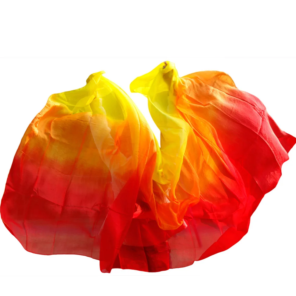 Высший сорт сексуальные женские настоящие шелковые вуали для танца живота распродажа радужных цветов - Цвет: as picture