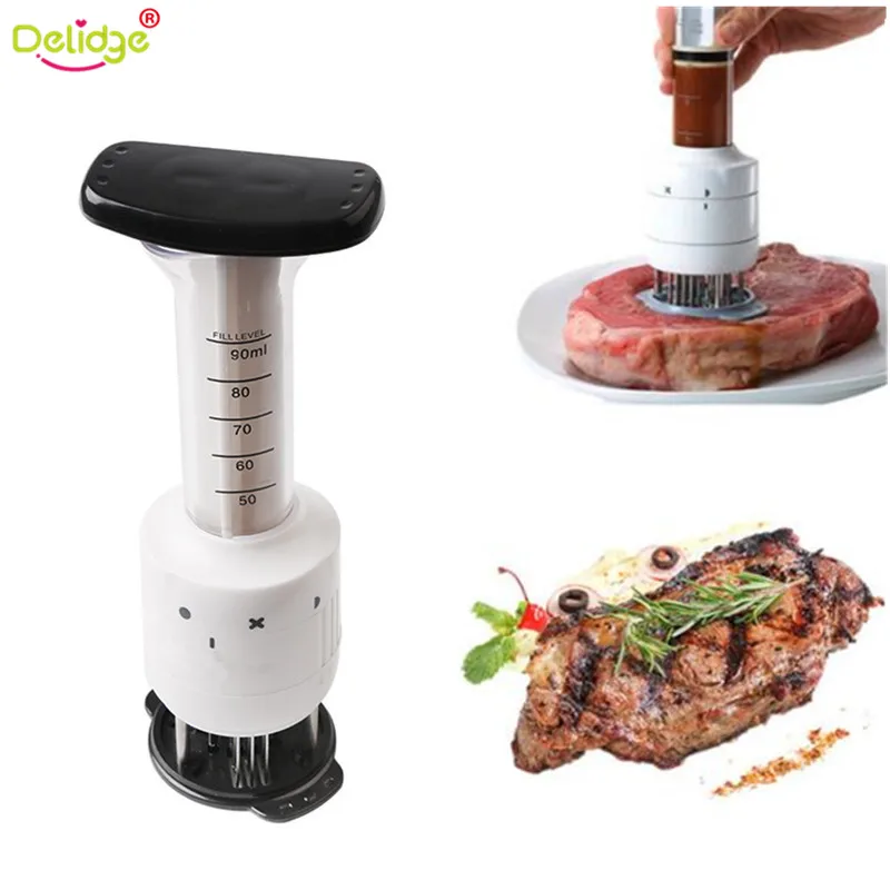 

Delidge 1 pc Multi-function Meat Tenderizer Needle and Meat Injector Marinade Flavor Syringe Stainless Steel+Plasti Kitchenware