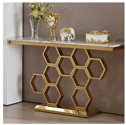 buy Creative stainless steel porch desk end view terrace villa corridor living room partition light luxury porch cabinet geomantic d