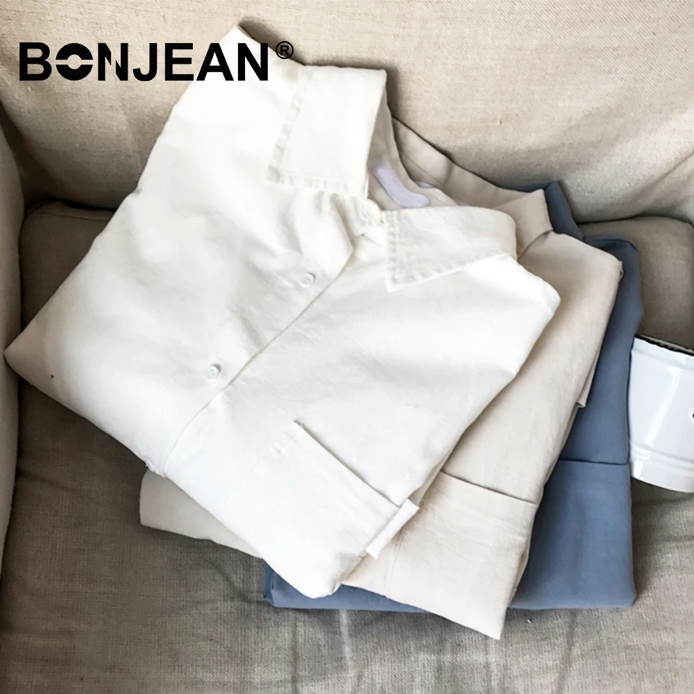 Cotton Blouse Women Summer Shirt Spring Long Sleeve Beige Blue White Blouse Casual Tops Ladies Shirt Streetwear Z085