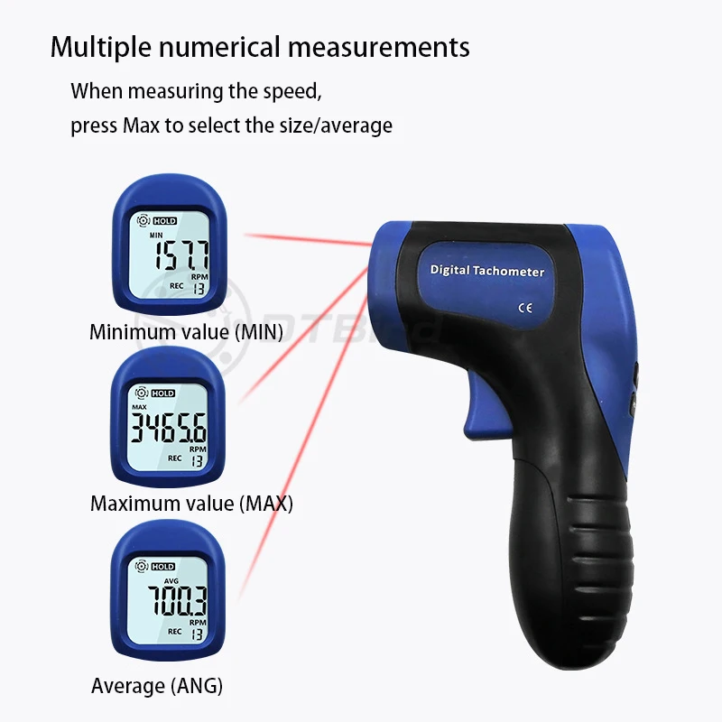 Профессиональный тахометр, цифровой ЖК-тахометр, лазерный Бесконтактный тахометр, диапазон 2,5-99999 ОБ/мин, измеритель скорости двигателя и 1 шт. светоотражающая лента