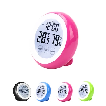 

New Digital Thermometer Hygrometer Temperature Humidity Meter Alarm Clock Touch Key with Backlight
