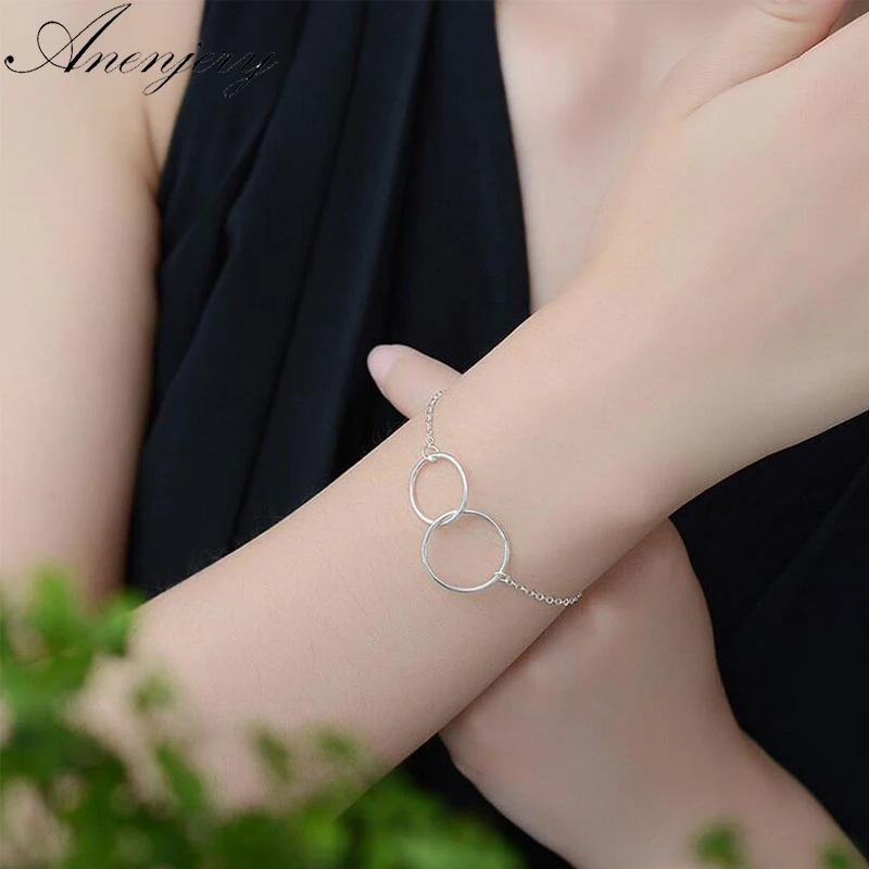 XIYANIKE Горячая Мода 925 пробы Серебряный ножной браслет для женщин, двойной круг переплетенный ювелирный браслет на лодыжку