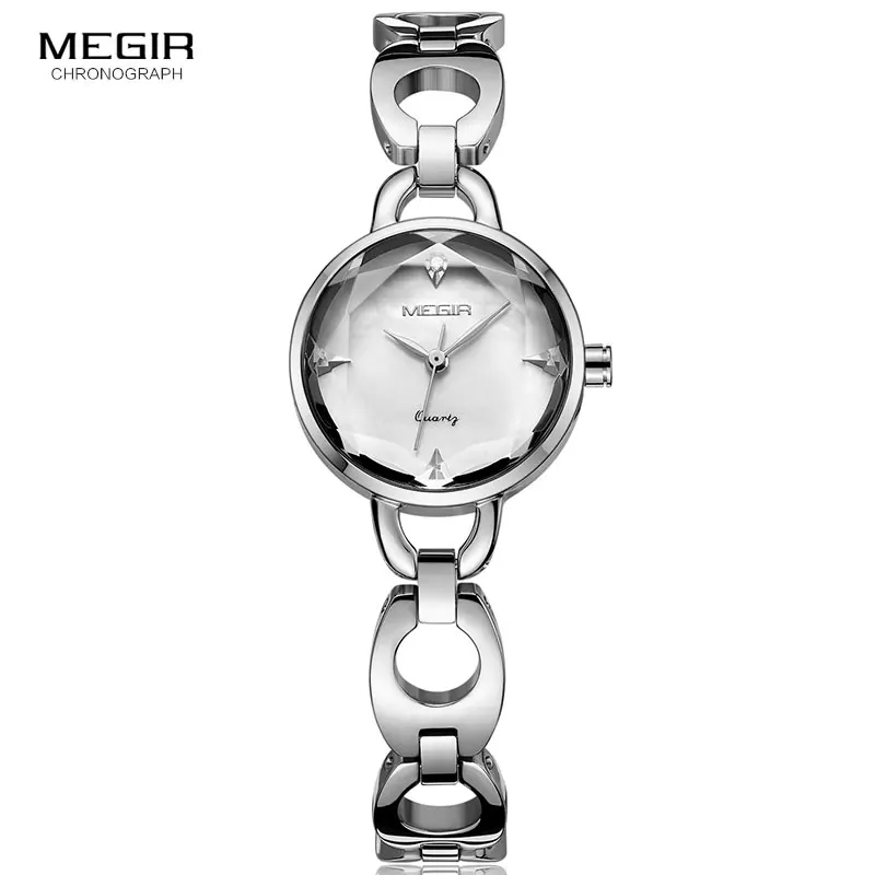 

MEGIR Elegant Women's Luxury Quartz Watches Top Brand Simple Wrist Watch for Lady Metal Bracelet Wristwatch Relogios 4173 White