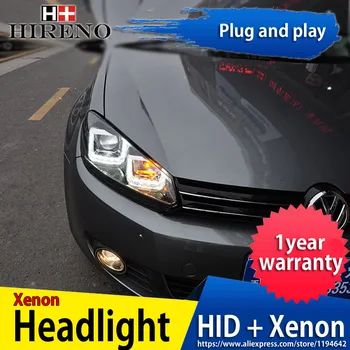 

Hireno Headlamp for 2009-12 Volkswagen Golf 6 Headlight Headlight Assembly LED DRL Angel Lens Double Beam HID Xenon 2pcs