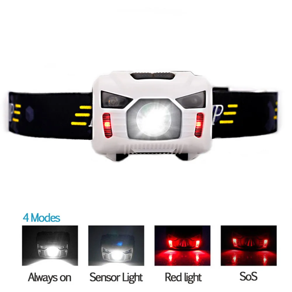 Goedkoop 5 w LED Body Motion Sensor Koplamp Mini Koplamp Oplaadbare Outdoor Camping Zaklamp Hoofdlamp Lamp Met USB