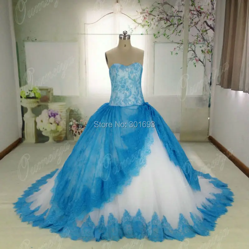 Oumeiya Real Sample Orw461 Lace And Soft Tulle Two Tone Ball Gown