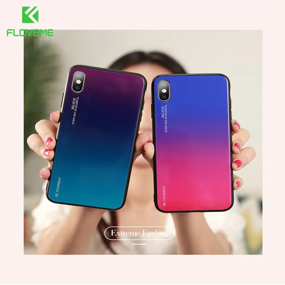 Gradient Color Tempered Glass Case For Xiaomi Redmi Note 7 6 5 Pro Mi 9 se 8 A2 Lite A1 6a Max 3 Mix Xaomi Funda Capa |