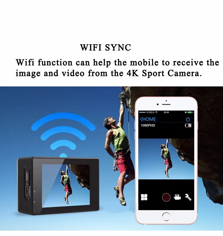 Wifi 4K Ultra HD мини камера Спортивная экшн видеокамера DVR видео аудио рекордер открытый шлем микро камера с водонепроницаемый чехол