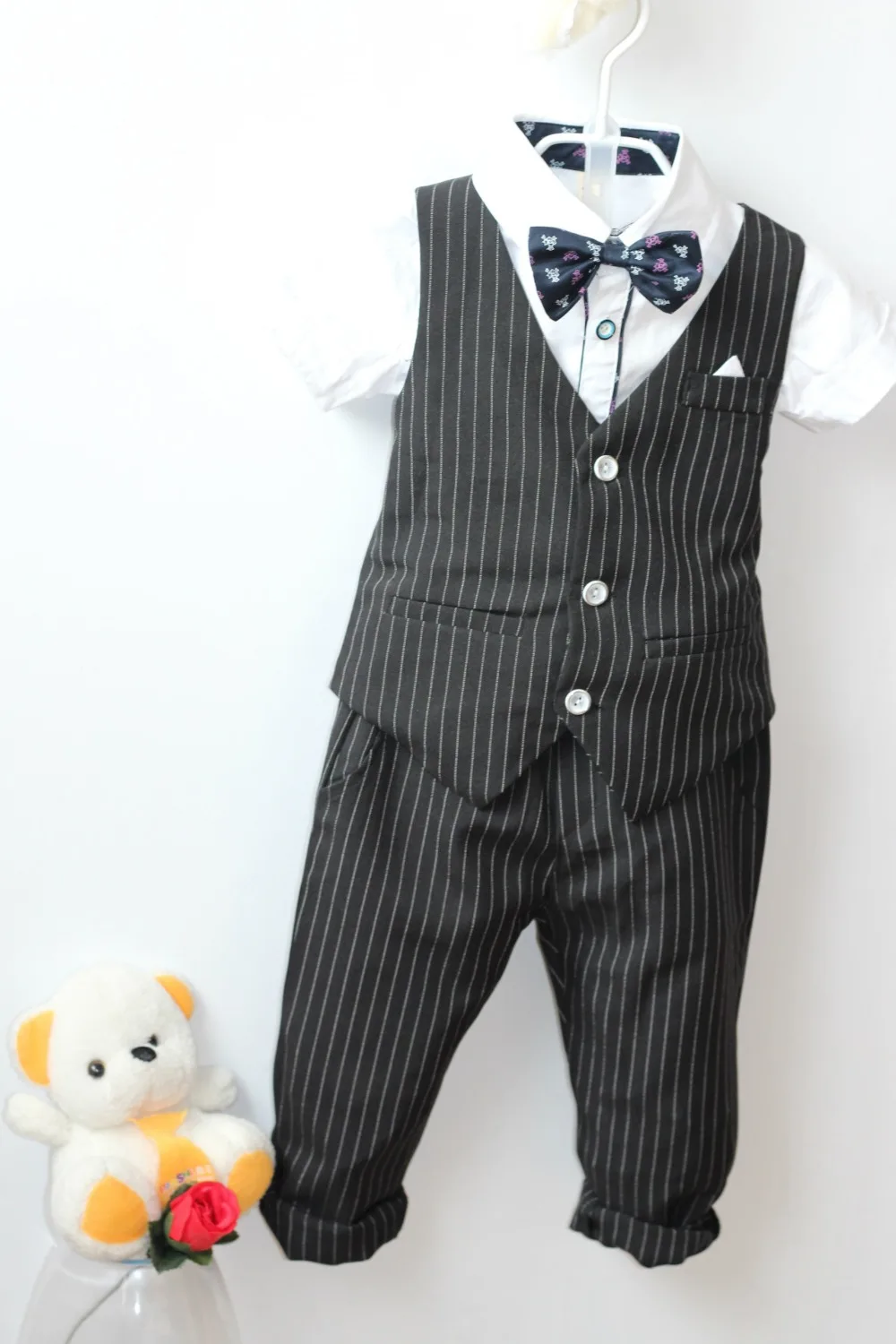 Fashion big Boy Suit for Weddings Prom Party 2T 11Y Slim Vest Suit Sets