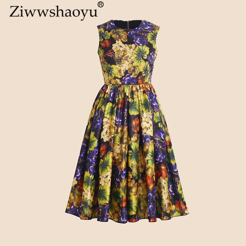 Temperamento L'estate Della Bianco E Alta blu Da A Qualità Ziwwshaoyu Boemia Vestito Uva Che Di Borda Stampa 2019 Navy line collo Nuovo O Primavera wSRttaqx1