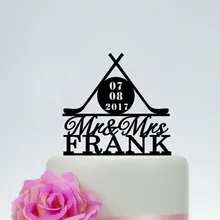 Персонализированные хоккейные верхушка для торта, пользовательское имя и дата Mr и Mrs свадебный торт Топпер, хоккейная Тема Свадьба, хоккейный веер свадьба