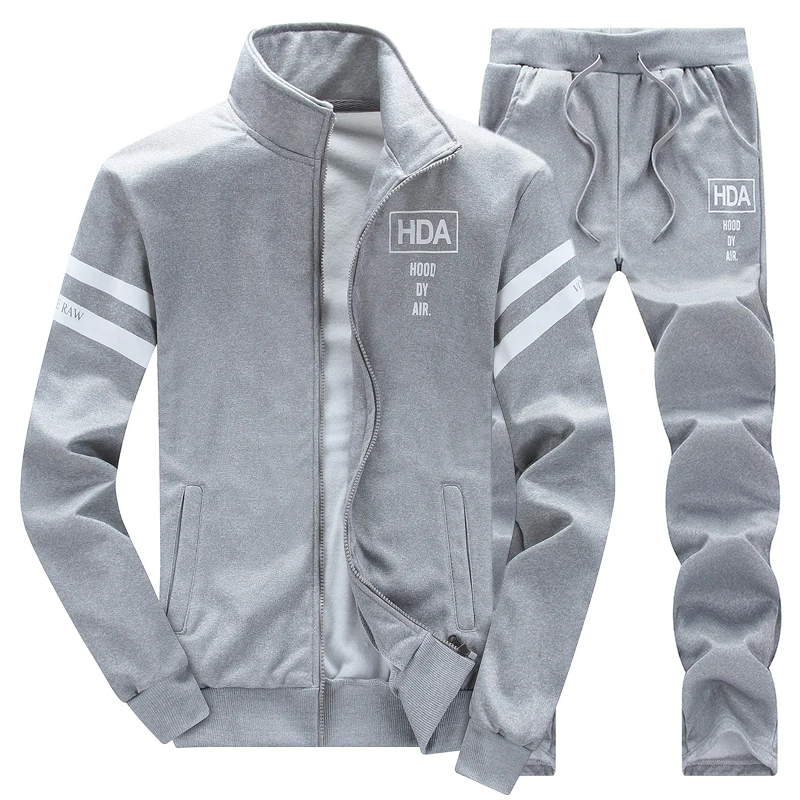 Sweatshirt-Men-Tracksuit-Men-Set-Sweat-New-2019-Brand-Autumn-Winter-Fleece-2PCS-Stand-Collar-Fleece