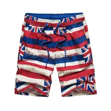 Повседневные летние мужские шорты с эластичной резинкой на талии спортивные мужские Шорты хлопковые шорты бандаж американский флаг печать полоса пляж спорт T404
