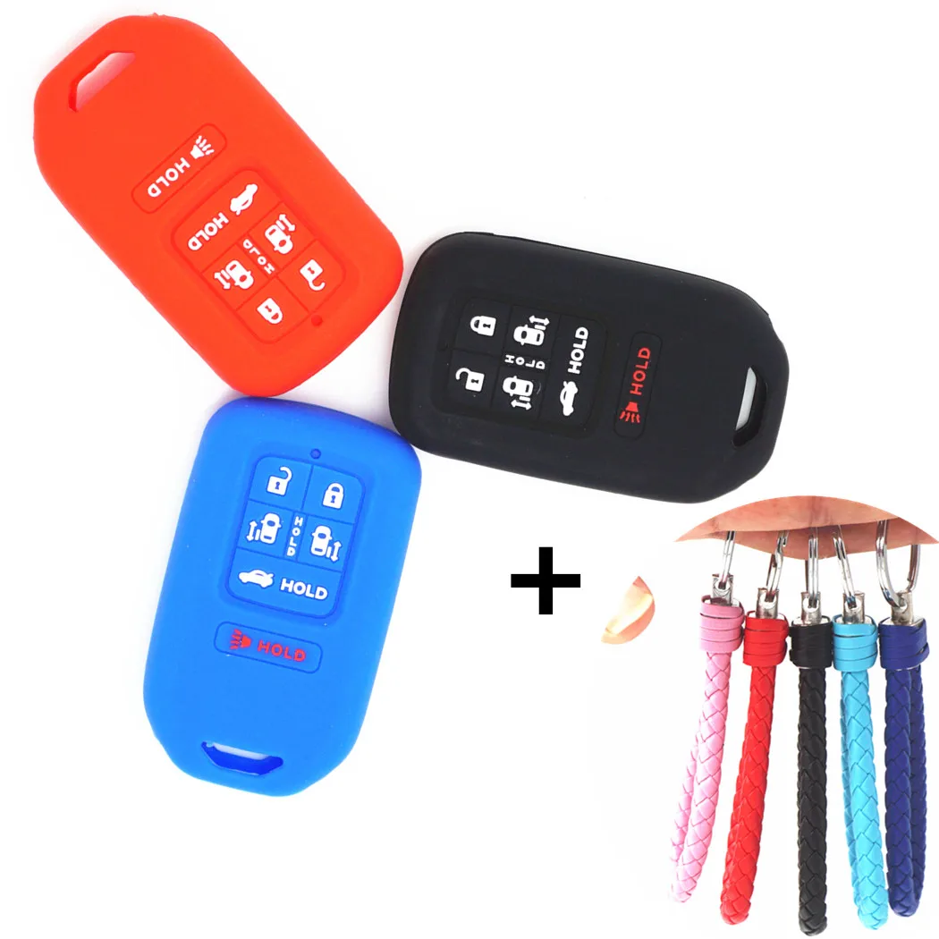 

WFMJ Silicone 6 Buttons accessories Remote Smart Key Chain Cover Case Holder for 2014 2015 2016 Honda Odyssey EXL KR5V1X