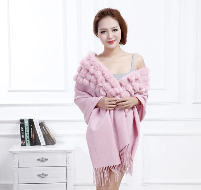 winter scarf women real fur shawls (15)