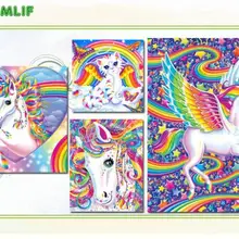 Мандала на заказ 5D алмазная картина Полная площадь/Круглый Мультфильм горный хрусталь Единорог Алмазная вышивка фотографии на заказ светящиеся