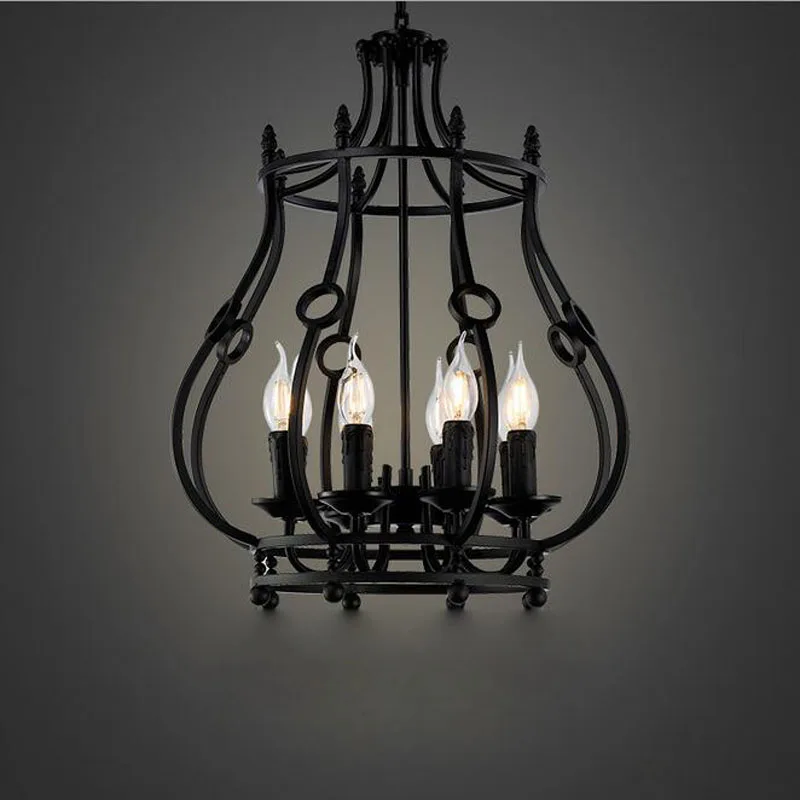 

American character iron cage lamp bar decoration retro industrial coffee hall led Chandelier 6 Head Light Bar Lamp Retro lamps
