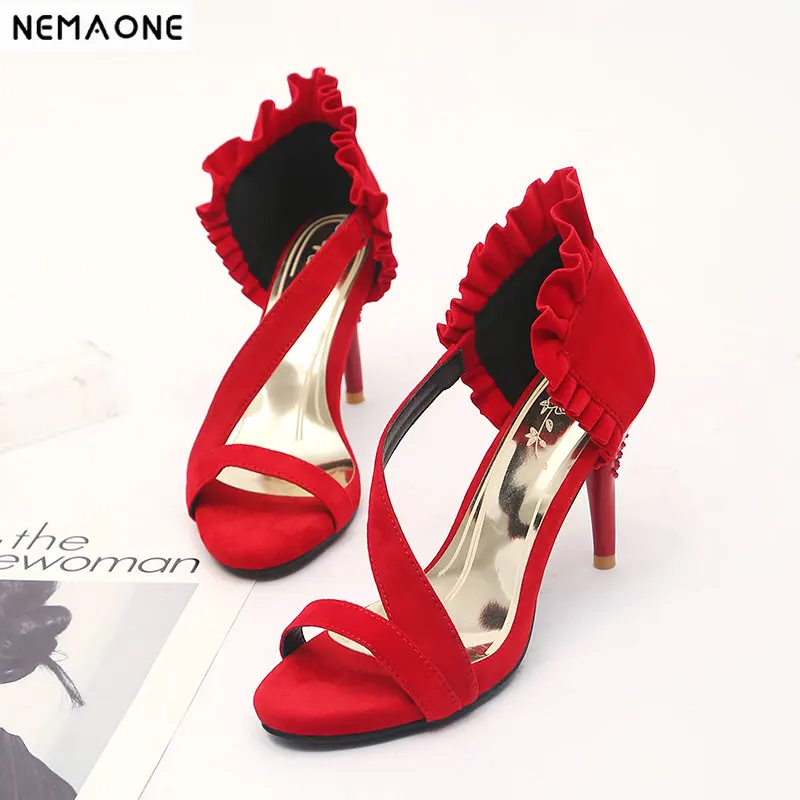 

NEMAONE Summer Super high heel Sandals Rough With The Fish Head open-toed Sandals sexy Large size women shoes