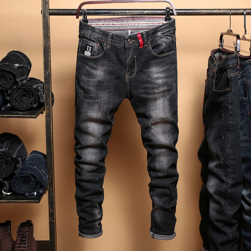 Men's Black Jeans Slim Denim Jeans Good Quality Men Skinny Solid Jeans Pencil Pants New Male Black Skinny Jeans Men's Black Jeans Slim Denim Jeans Good Quality Men Skinny Solid Jeans Pencil Pants New Male Black Skinny Jeans