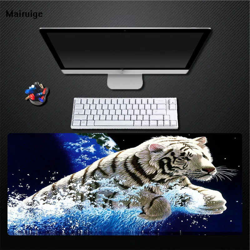 

Mairuige Blue Background Cute White Tiger Mouse Pad Game Player Desktop Pad High Quality Keyboard Speed Mouse Pad Durable Mat