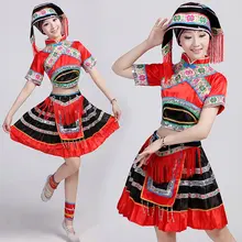 Женский китайский народный танец костюмы hmong одежда этнические миао одежда сценическая одежда