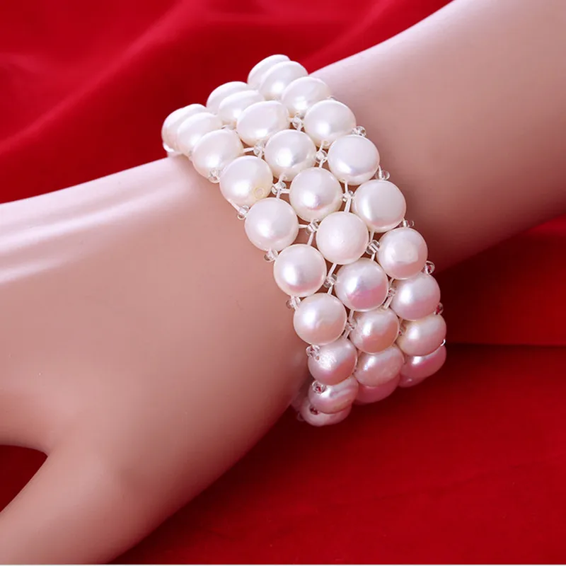 

2017 HOT Fashion retro multi-row AAA natural Steamed pearls Bracelet For Woman white Pink purple Free shipping