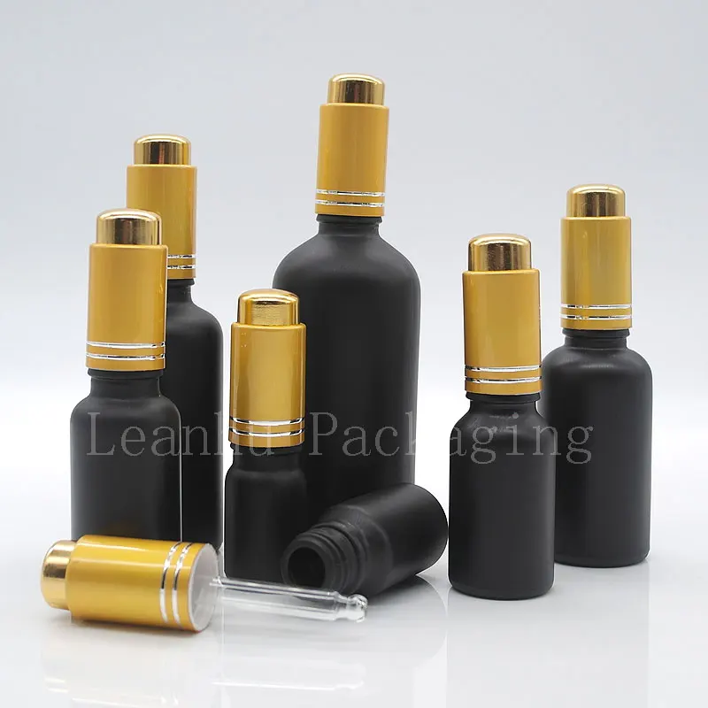 5ml 10ml 15ml 20ml 30ml 50ml 100ml black glass bottle with press dropper (2)