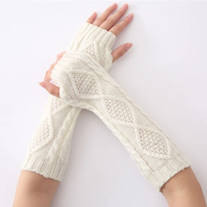 Осенне-зимние перчатки для женщин, ручная работа, вязаные тянущиеся вязаные перчатки, варежки, женские длинные перчатки, теплые зимние перчатки