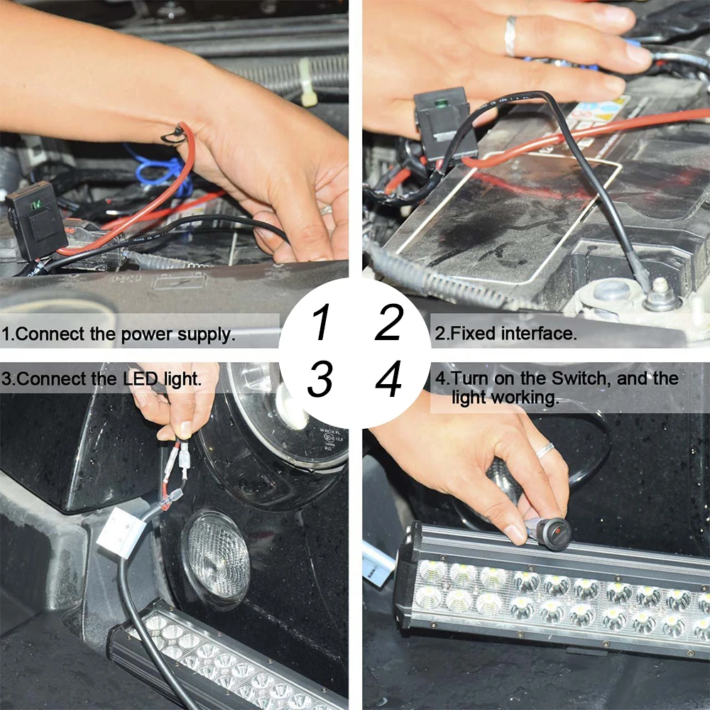 共同ライトヘビー Led ライトバー配線ハーネスキット 3 メートル防水