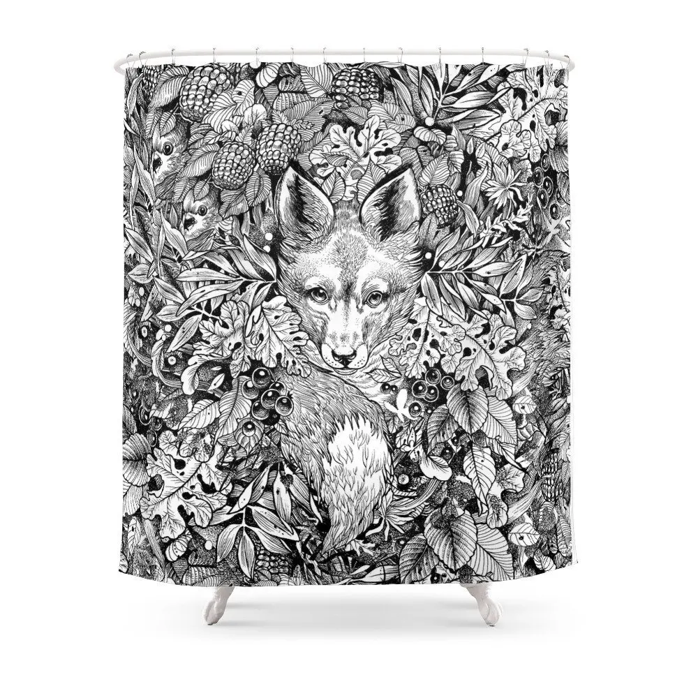 Hidden Fox Shower Curtain Custom Curtain For Bathroom Waterproof
