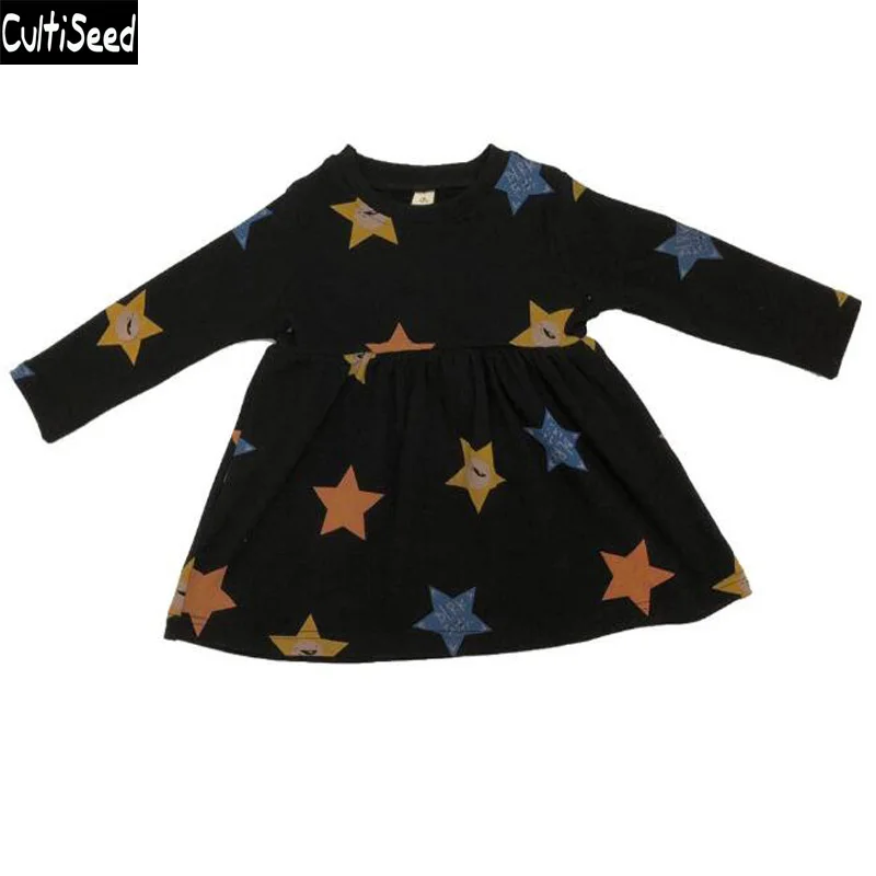 

Cultiseed Baby Girl Dress 2019 Children Star Print Cotton Party Dress Kids Long Sleeve Casual Dress Girls Spring Sweet Dress