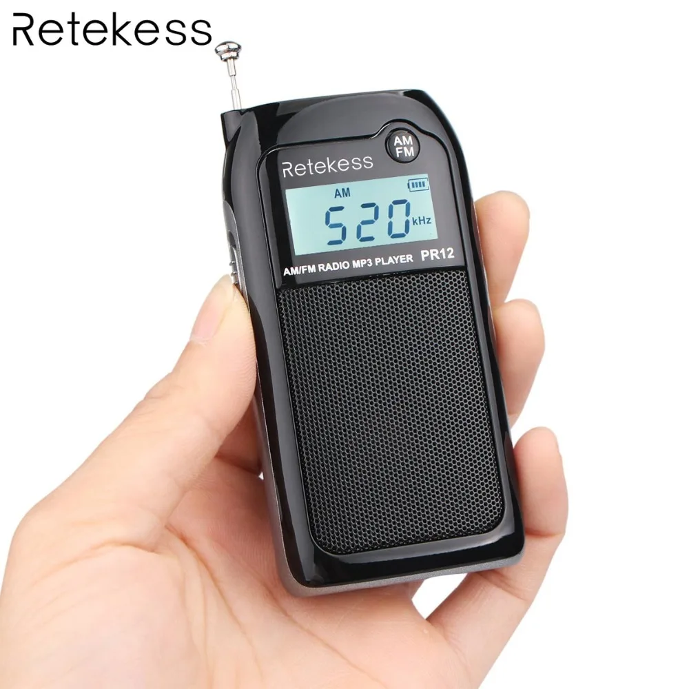 Retekess PR12 Mini Pocket Radio FM AM Digital Tuning Radio Receiver 9K