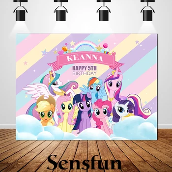 

XQ0041 Vinyl Birthday Newborn Backdrops Rainbows Little Pony Custom Photo Studio Background fotografie achtergrond Photocall