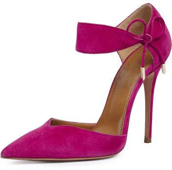 

new designer celebrity side lace up bowtie ankle strap party shoes thin high heel suede leather pointed toe dress pumps