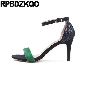 

Snake Green Large Size Designer 11 Women Sandals Shoes Pumps Ankle Strap Korean High Heels Open Toe Summer Stiletto 2018
