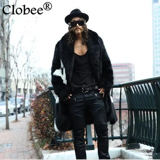 Роскошные зимние мужские длинные пальто с искусственным мехом парка 2019 chaqueta cuero