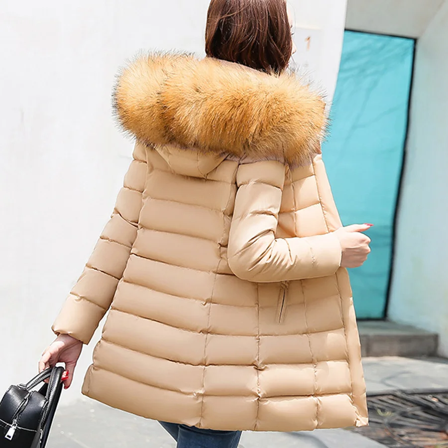 plus size winter coat women 2018 cotton-padded thick warm women jacket fur collar hooded medium-long outwear jaqueta feminia Coats