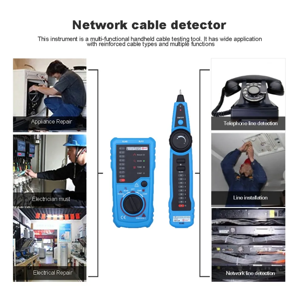 RJ45 المكشكش LAN إيثرنت اختبار كاشف خط مكتشف RJ11 Cat5 Cat6 LAN شبكة الكابل فاحص سلك الهاتف تعقب Lan اختبار