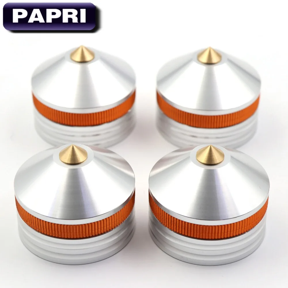 

PAPRI 4PCS 39-33MM Silver Aluminum alloy Brass head Speaker Spike Cone Pad Isolation Base Feet Pads Audio Hifi Tube Amplifier CD