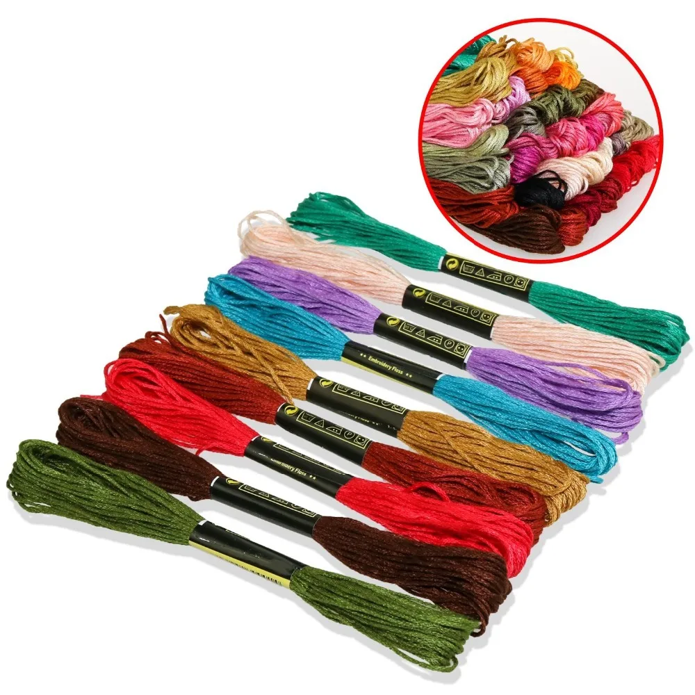 Embroidery Threads 150 Skeins Random Rainbow Colors Floss Cross Stitch Threads with 5 Tool DIY Craft Friendship Bracelets /& Hair Ring